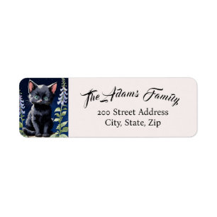 Adorable Black Cat Return Address Labels