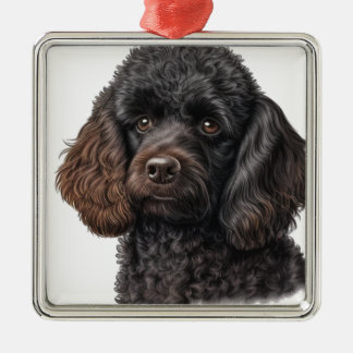ADORABLE BLACK FRENCH POODLE PUPPY DOG METAL ORNAMENT