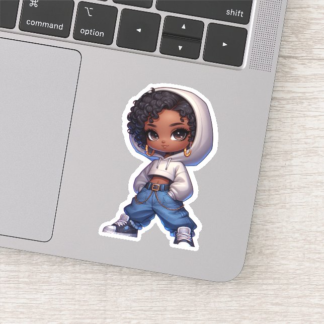 adorable black girl sticker (Detail)