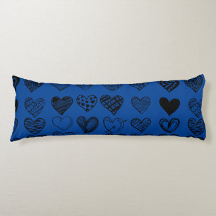 Adorable Black Heart Scribble Drawing Body Pillow