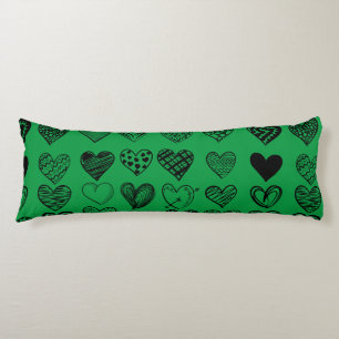 Adorable Black Heart Scribble Drawing Body Pillow