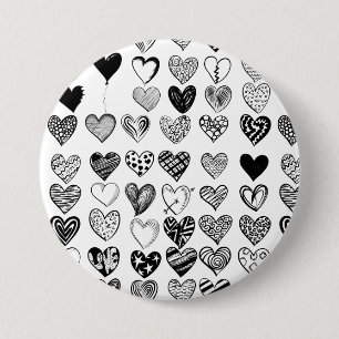 Adorable Black Heart Scribble Drawing Button
