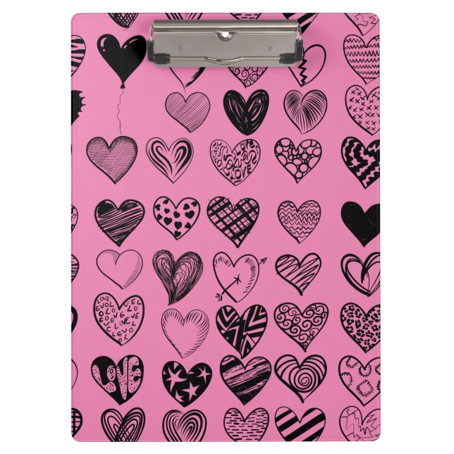 Adorable Black Heart Scribble Drawing Clipboard (Front)
