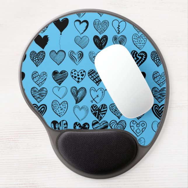 Adorable Black Heart Scribble Drawing Gel Mouse Pa Pad (Left Side)