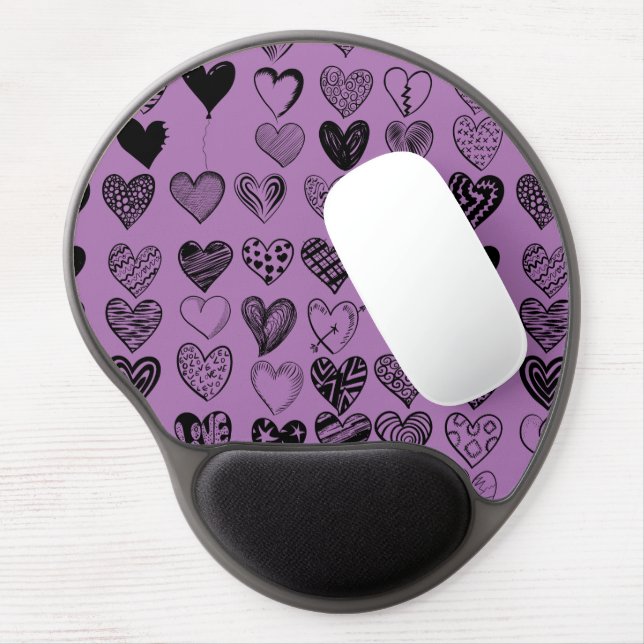 Adorable Black Heart Scribble Drawing Gel Mouse Pa Pad (Left Side)