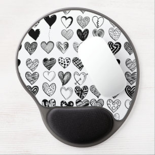 Adorable Black Heart Scribble Drawing Gel Mouse Pad