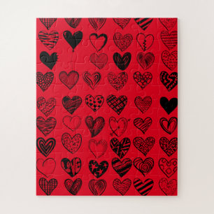 Adorable Black Heart Scribble Drawing Jigsaw Puzzle
