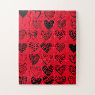 Adorable Black Heart Scribble Drawing Jigsaw Puzzle