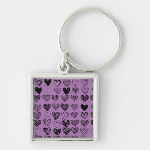 Adorable Black Heart Scribble Drawing Keychain