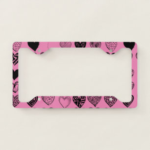 Adorable Black Heart Scribble Drawing  License Pla Plate Frame