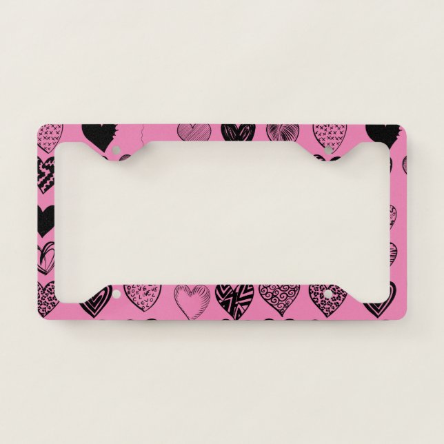Adorable Black Heart Scribble Drawing  License Pla Plate Frame (Front)