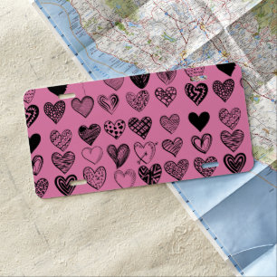 Adorable Black Heart Scribble Drawing License Plat License Plate
