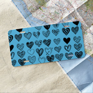 Adorable Black Heart Scribble Drawing License Plat Plate