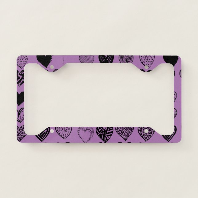 Adorable Black Heart Scribble Drawing License Plat Plate Frame (Front)
