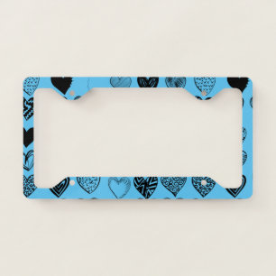 Adorable Black Heart Scribble Drawing  License Plate Frame