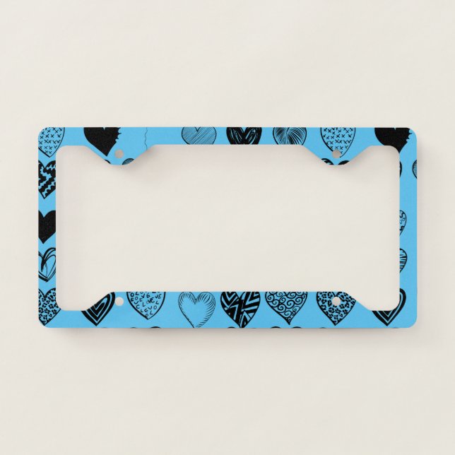 Adorable Black Heart Scribble Drawing  License Plate Frame (Front)
