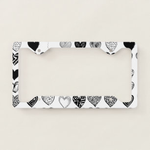 Adorable Black Heart Scribble Drawing License Plate Frame