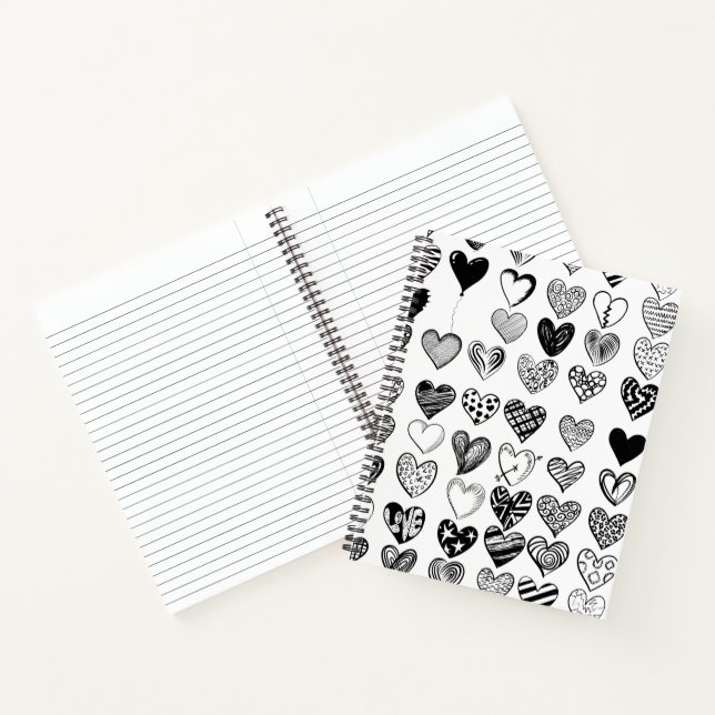 Adorable Black Heart Scribble Drawing Notebook (Inside)