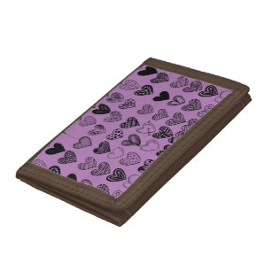 Adorable Black Heart Scribble Drawing Trifold Wall Wallet