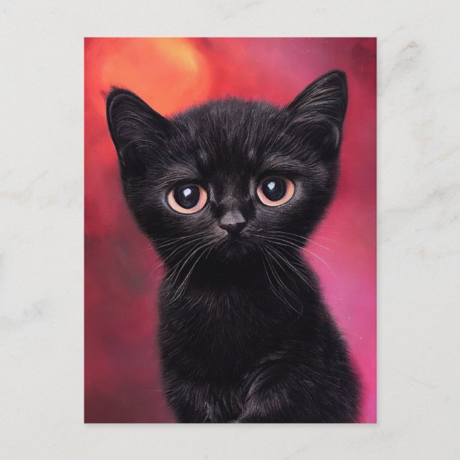 Adorable Black Kitten Postcard (Front)