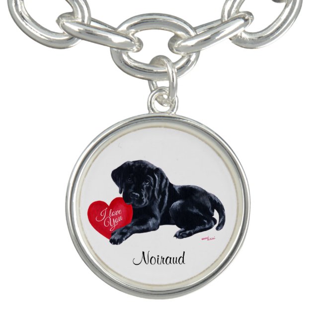 Adorable Black Labrador Puppy Charm Bracelet (Design)