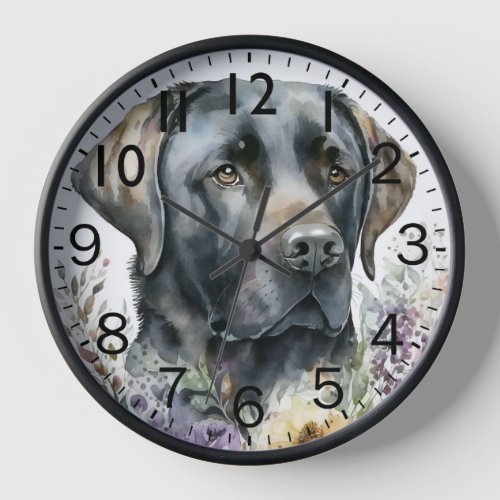 Adorable Black Labrador Puppy Dog Clock