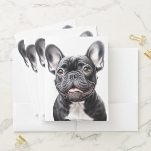ADORABLE BLACK & WHITE FRENCH BULLDOG DOG POCKET FOLDER