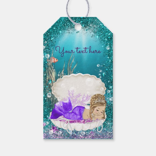 Adorable Blonde Mermaid Gift Tags (Front)