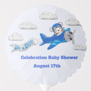 Adorable Blue Airplane Sweet Teddy Bear Shower Balloon