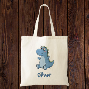 Adorable Blue Baby Cartoon Dinosaur  Tote Bag