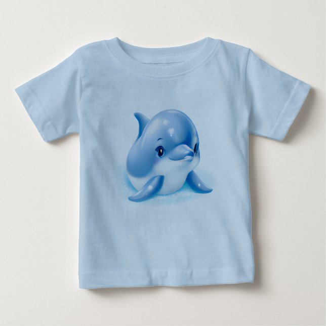 Adorable Blue Baby Dolphin Baby T-Shirt (Front)