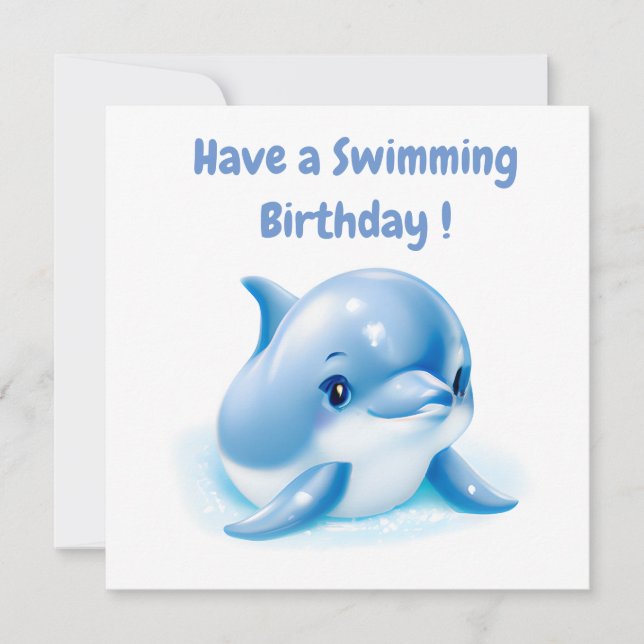 Adorable Blue Baby Dolphin Holiday Card (Front)