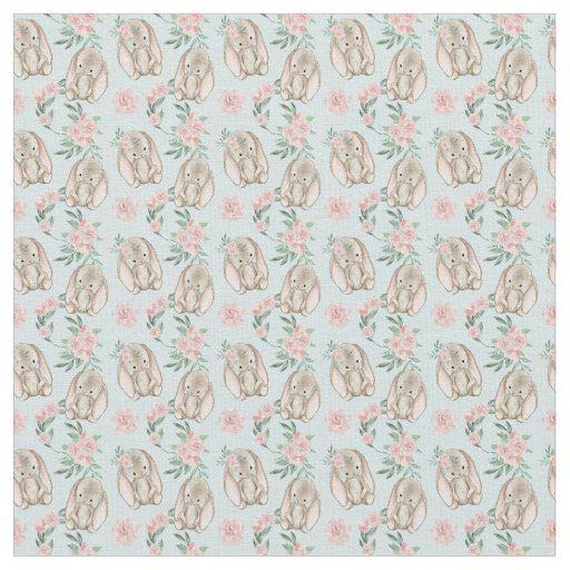 Adorable Blue Baby Rabbit Fabric