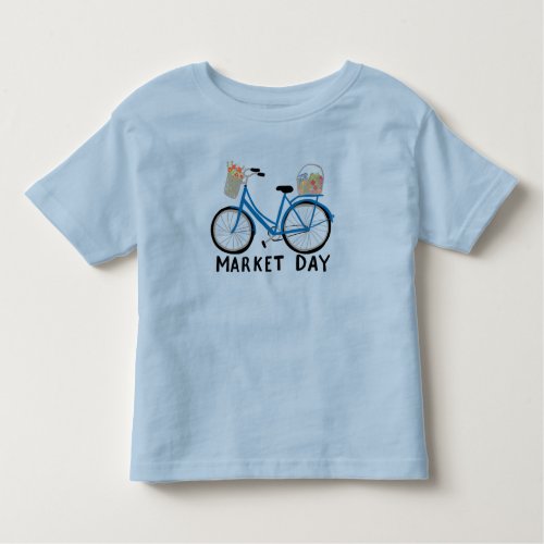 Adorable Blue Bicycle Farmers Market Shopping Toddler T_shirt