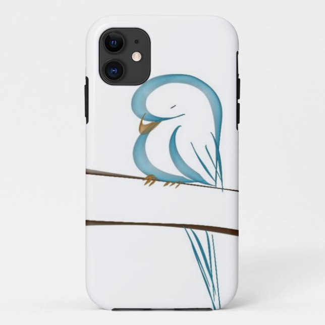 Adorable blue bird sitting on a branch Case-Mate iPhone case (Back)