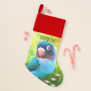 Adorable Blue Black Masked Lovebird Pet Bird Name Christmas Stocking