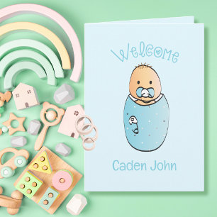 Adorable Blue Boy Sweet Keepsake Baby Shower Card