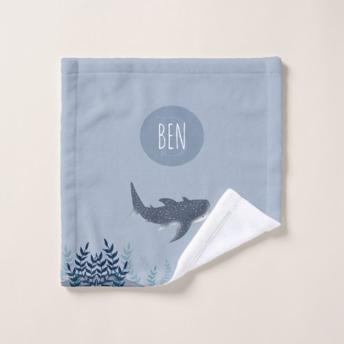 Adorable Blue boys Under the Sea Whale Shark  Wash Cloth