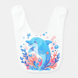 Adorable Blue Dolphin Baby Bodysuit Bib