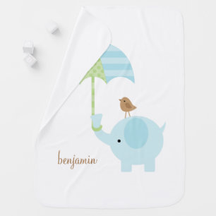 Adorable Blue Elephant Stroller Blanket
