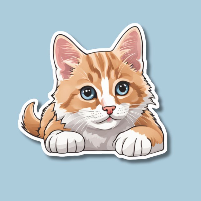 Adorable Blue Eyed Cat Waterproof Sticker (Creator Uploaded)