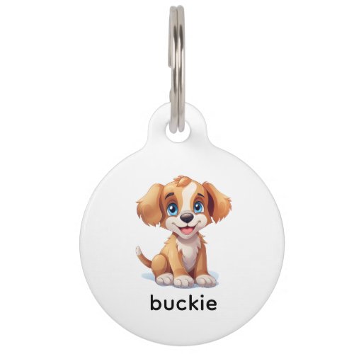 Adorable Blue Eyed Puppy Dog Personalized Pet ID Tag