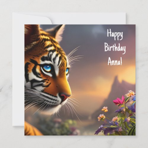 Adorable Blue Eyed Tiger Cub Birthday Card