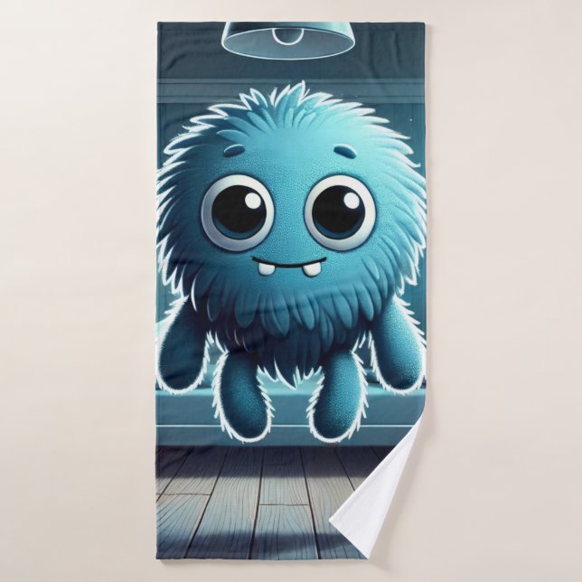 Adorable Blue Fluffy Creature Bath Towel (Bath Towel)