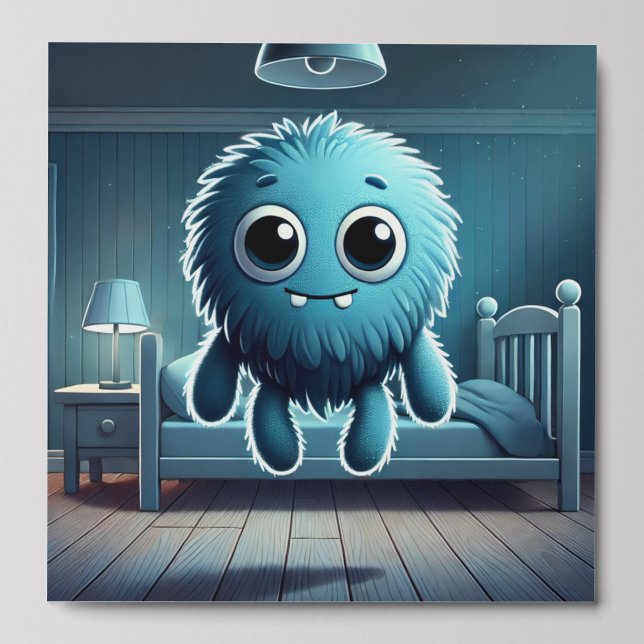 Adorable Blue Fluffy Creature Peel And Stick Photo Tile (Front Set)