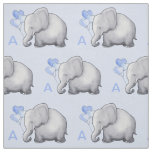 Adorable Blue Monogram Elephant Baby Boy Nursery Fabric