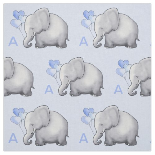 Adorable Blue Monogram Elephant Baby Boy Nursery Fabric