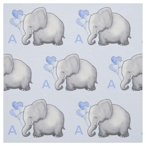 Adorable Blue Monogram Elephant Baby Boy Nursery Fabric