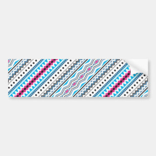 Adorable blue pink tribal girl patterns design bumper sticker