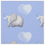 Adorable Blue Polka Hearts Elephants Baby Nursery Fabric